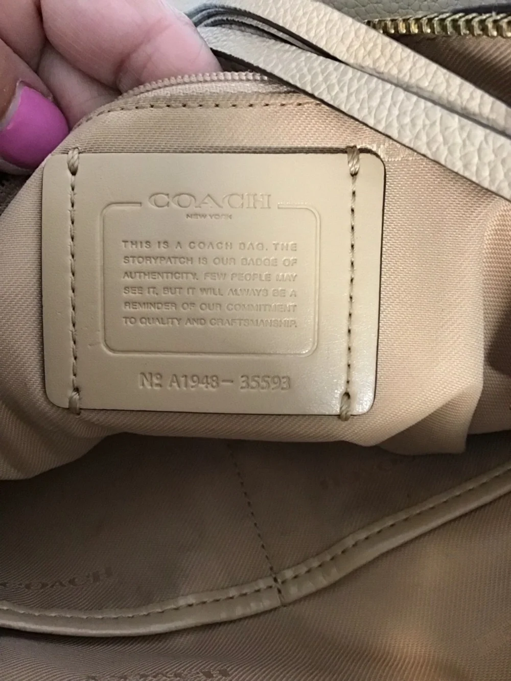 Coach Pebbled Leather Hobo Beige